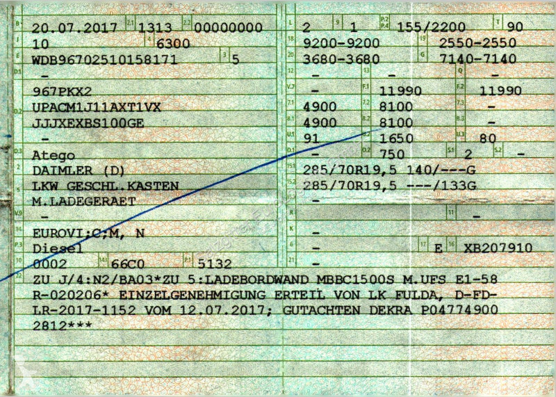 شاحنة Mercedes 1221 / Ladebordwand