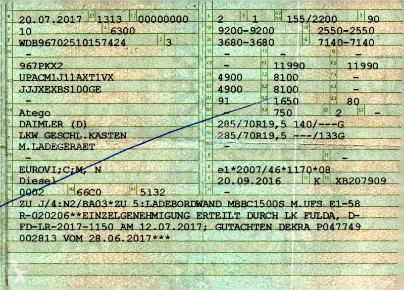 شاحنة Mercedes 1221 / Ladebordwand