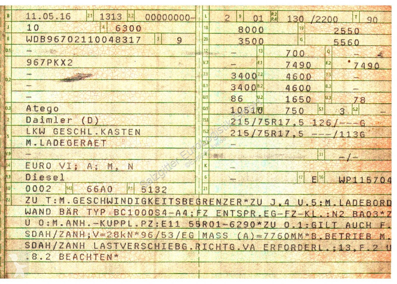 شاحنة Mercedes 818 | 3 Sitzen | Ladebordwand