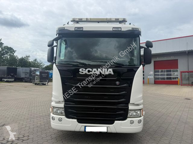 Lastbil Scania G450 Baumaschinentransporter mit...