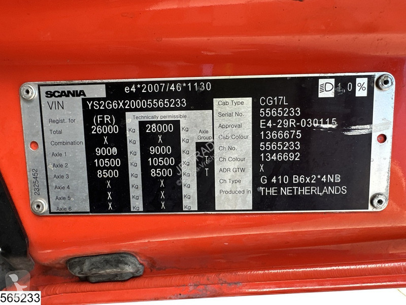 شاحنة Scania 410 EURO 6d, CN, 6x2, Retarder, Hiab