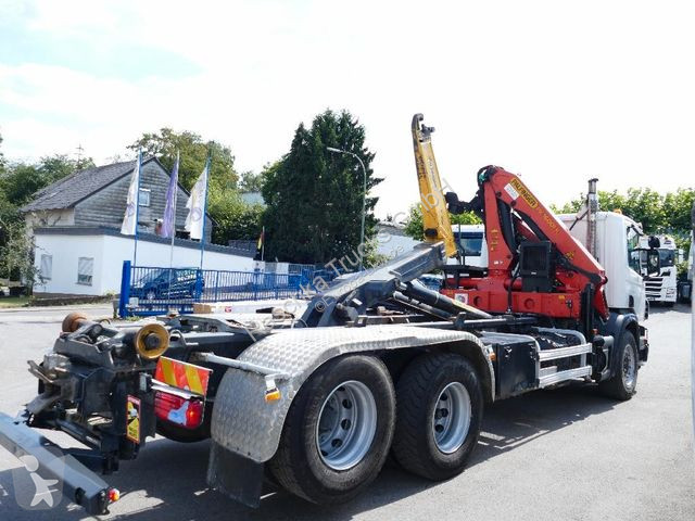 Camion Scania P400 Abrollkipper/Kran PAFINGER*