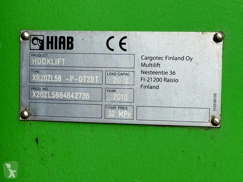 شاحنة Volvo 16550 8X2 EURO 6 + HIAB HOOKLIFT 20...