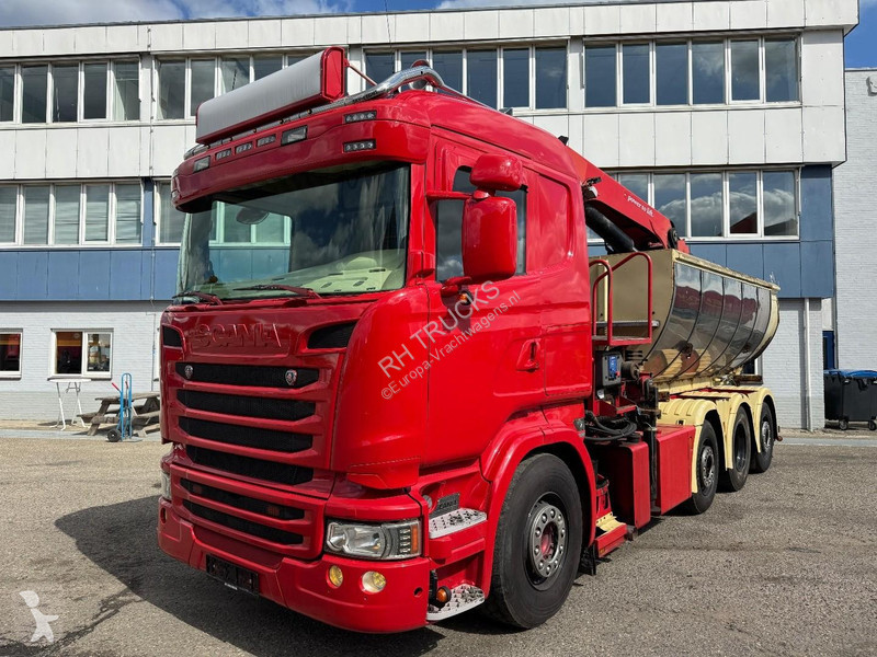 شاحنة Scania R520 V8 8X2 EURO 6 KIPPER + HMF...