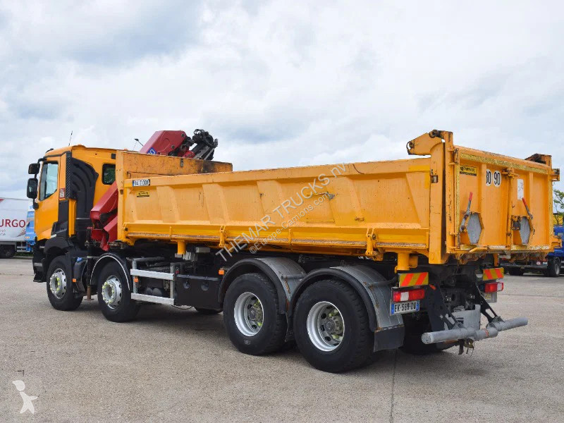 شاحنة Renault C430 2 side tipper + Crane HMF...
