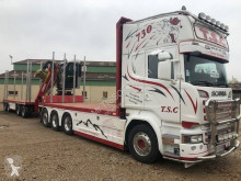 Camion cu remorca Scania R 730 transport buşteni second-hand