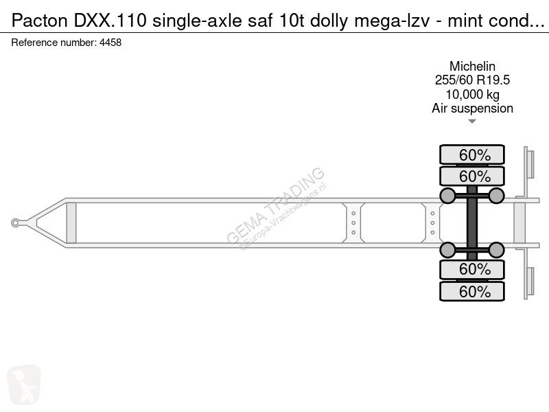 مقطورة Pacton DXX.110 single-axle saf 10t dolly...