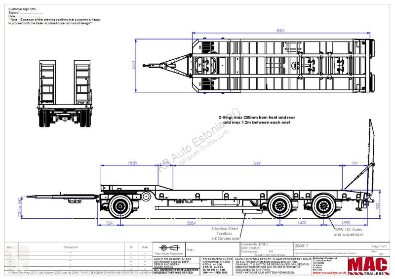 Trækker med sættevogn  MAC-TLL3-33 Low Loader
