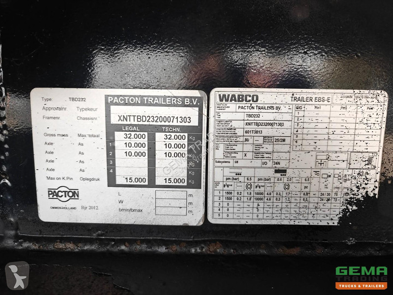 Vrachtwagencombinatie  Trailers TBD.232 12.2m +...