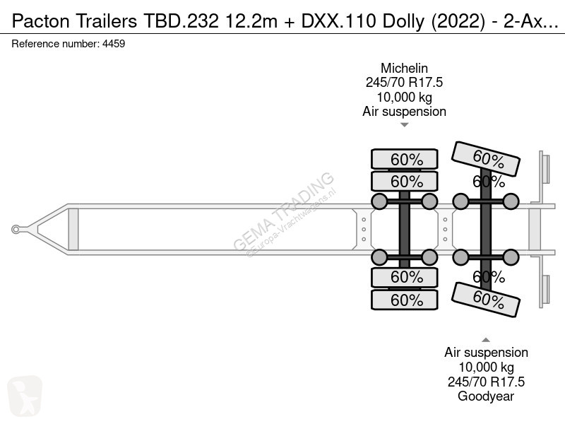 Vrachtwagencombinatie  Trailers TBD.232 12.2m +...