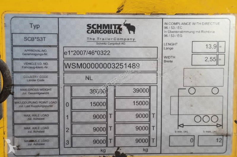Semi remorque  SCB3ST Vol CoC Documents, TuV...