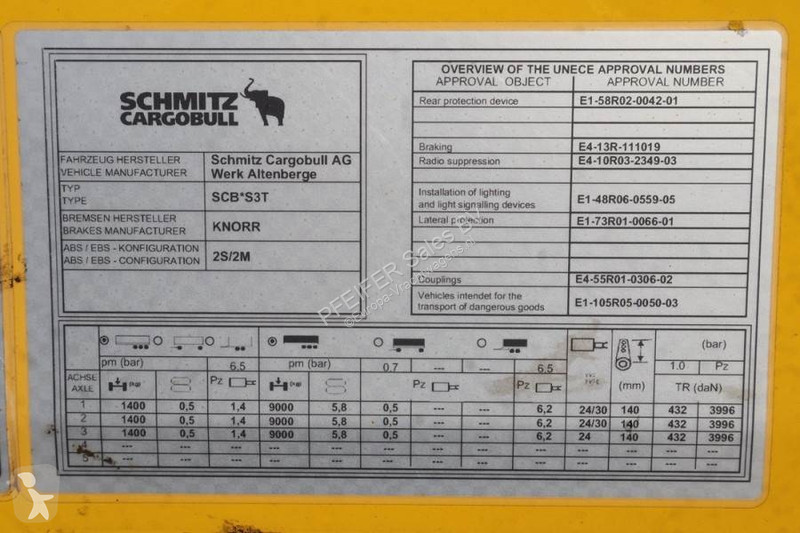 Semi remorque  CARG SCB3ST CoC Documents, TuV...