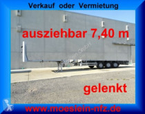 نصف مقطورة منصة Meusburger 3 Achs Tele- Auflieger, 7,40 m ausziehbar, gele
