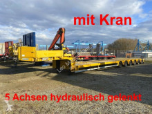 Semi remorque porte engins Doll 6 Achs Satteltieflader, 5 x gelenkt mit Kran--