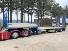 KWB heavy equipment transport semi-trailer 2-AS DIEPLADER - met KRAANSPOOR (NEK) - UITSCHUIFBAAR +2m - 2x GEDWONGEN STUURASSEN - HYDR RAMPEN - WINCH - BE TRAILER