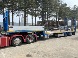 KWB heavy equipment transport semi-trailer LOWLOADER - rails for CRANE (NECK) - EXTENDABLE +2m - 2x HYDR. STEERING AXLES - HYDR RAMPEN - WINCH - BE TRAILER