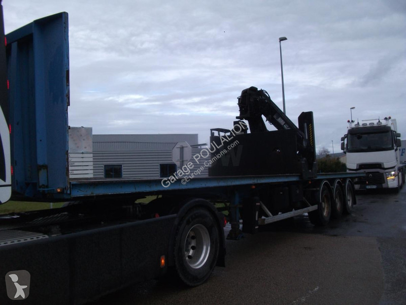 Semitrailer Trailor plateau grue HIAB 3 essieux