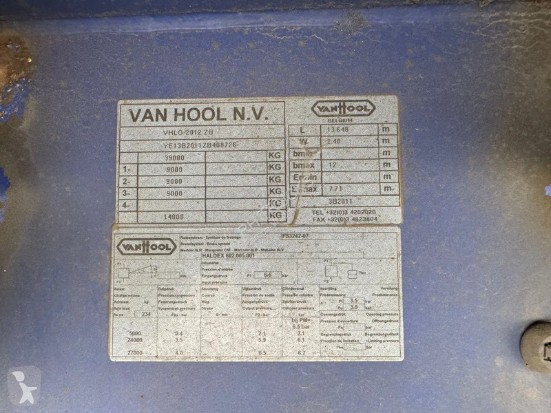 Semiremorca Van Hool VHLO- 2012 ZB - 3 AXLE BPW