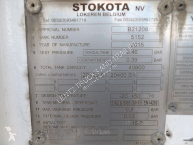 Semitrailer  STOCKOTA 38000L-2 KAMMERN-5550KG LEER