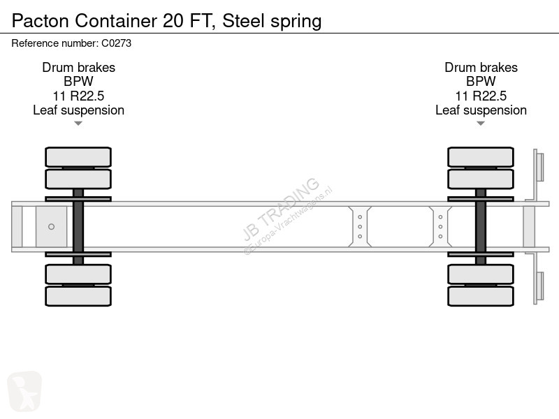 نصف مقطورة Pacton Container 20 FT, Steel spring