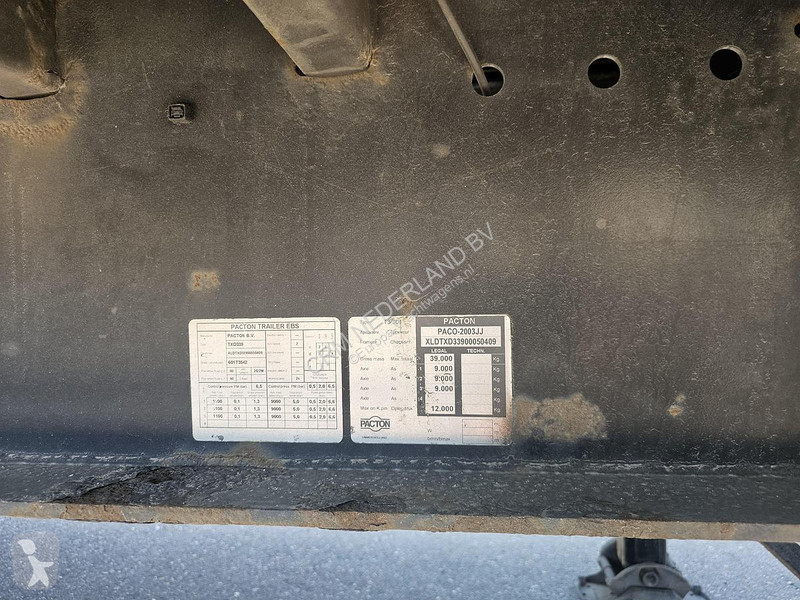 نصف مقطورة Pacton T3 001 /3 axle curtainsider...