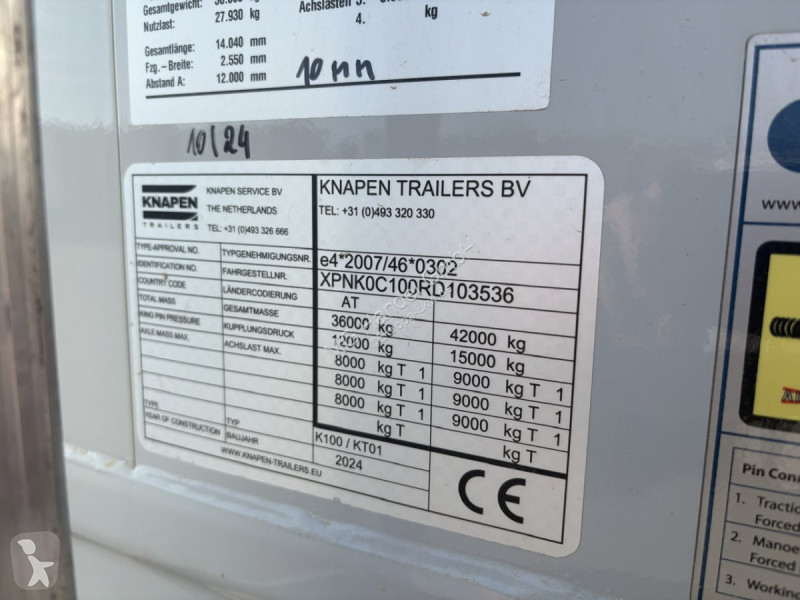 نصف مقطورة Knapen K100/KT01, 10 mm, Liftachse,...