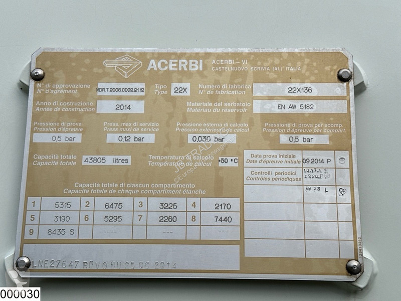 Acerbi Fuel 43.805 Liter, 9 Comp, Fuel...