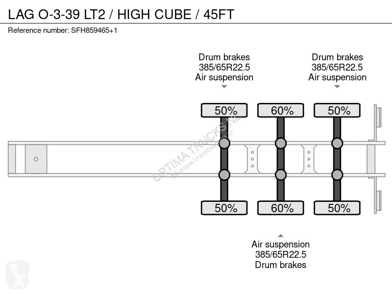Semitrailer LAG O-3-39 LT2 / HIGH CUBE / 45FT