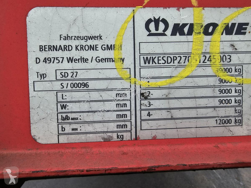 Oplegger Krone sd| 3 axle curtainsider | Saf disc.