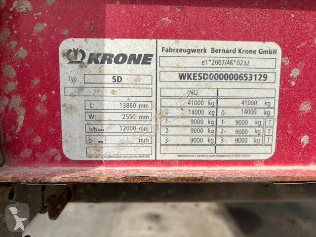 Semitrailer Krone Flatbed met rongen 41 ton...
