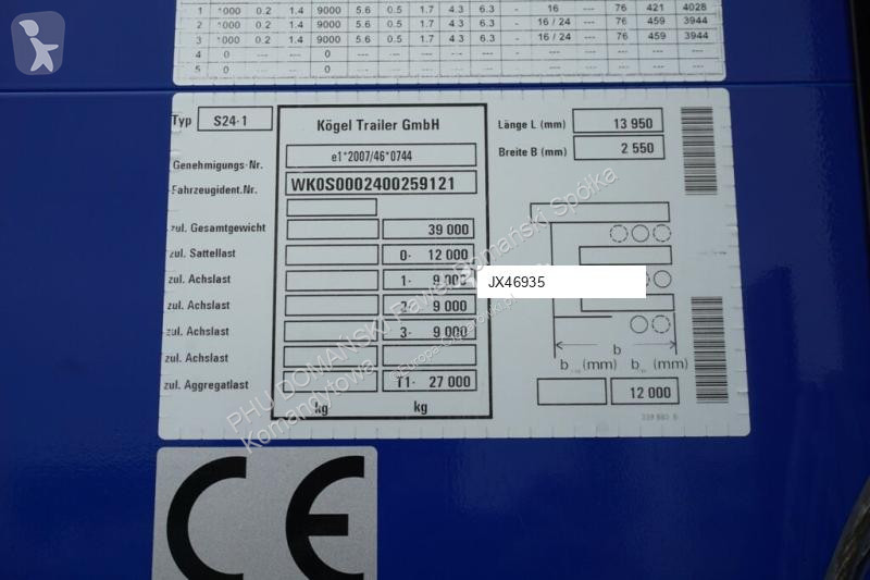 Semiremorca Kögel FIRANKA / LIGHT / SAF / WAGA...