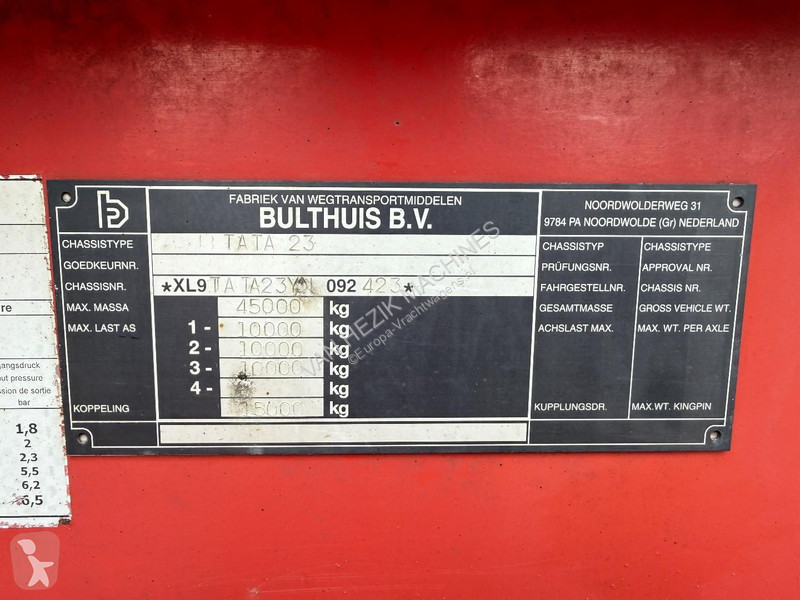 نصف مقطورة Bulthuis TATA 23 Kipper 58M3 Stuuras...