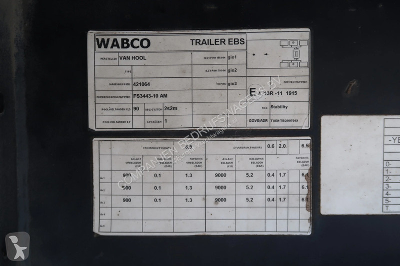 نصف مقطورة Van Hool Bekkers Type 1 92.10 m2