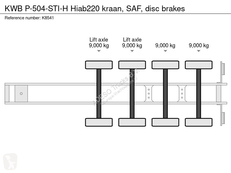 Sættevogn KWB P-504-STI-H Hiab220 kraan, SAF,...