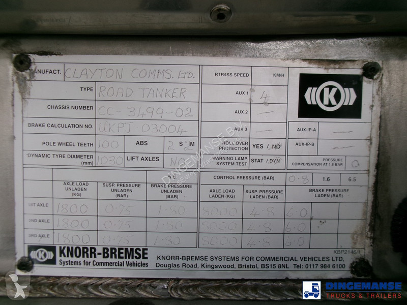 Semi reboque Clayton Bitumen tank inox 31 m3 /...