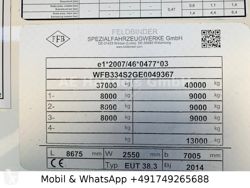 نصف مقطورة Feldbinder EUT Zementsilo...