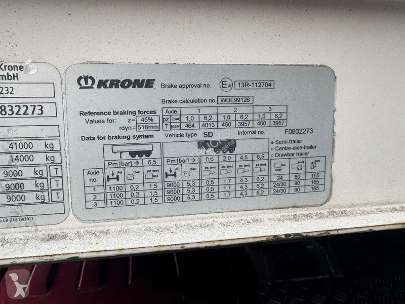 Oplegger Krone 3 AXLE - 1 LIFT AXLE - SLIDING ROOF