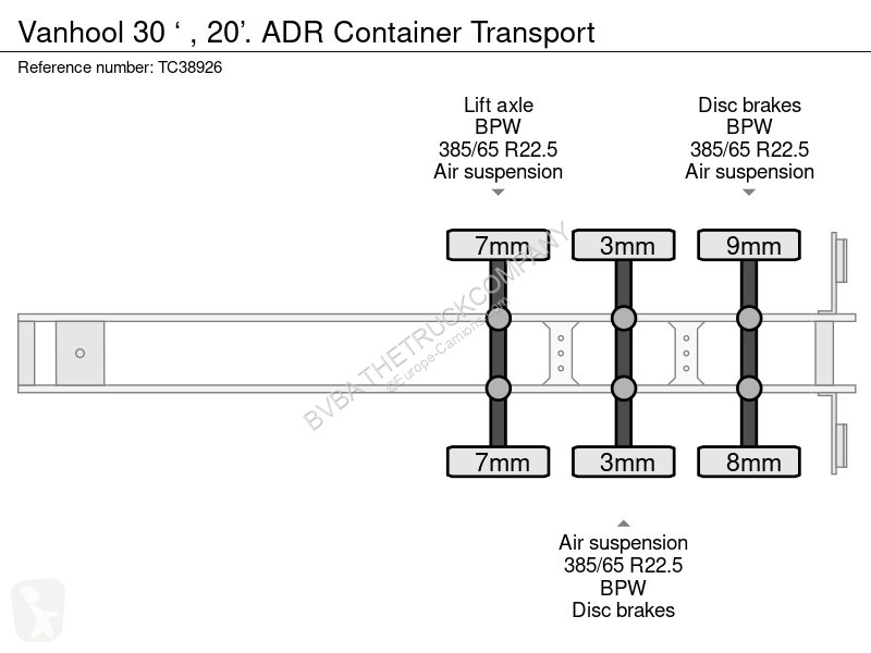 نصف مقطورة Van Hool 30 ‘ , 20’. ADR
