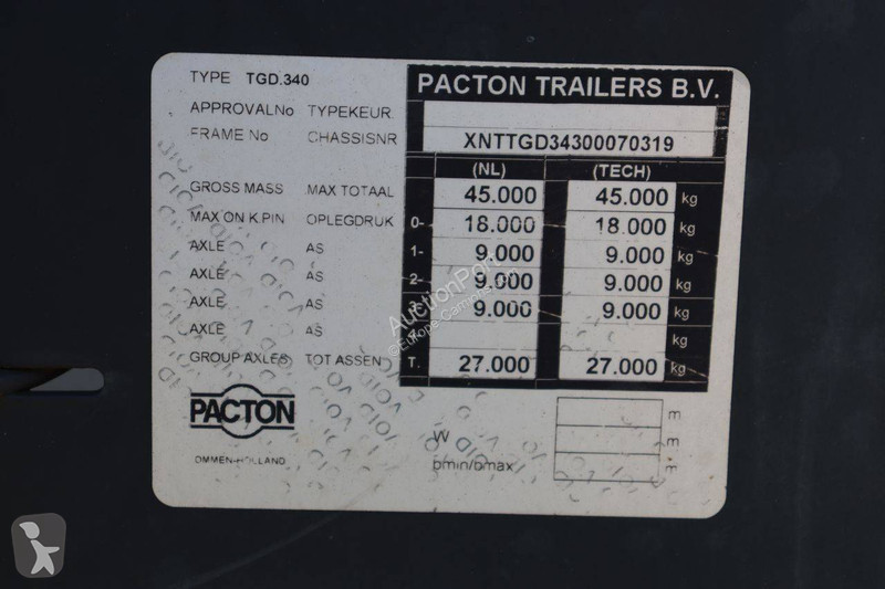 Semi remorque Pacton TGD.340