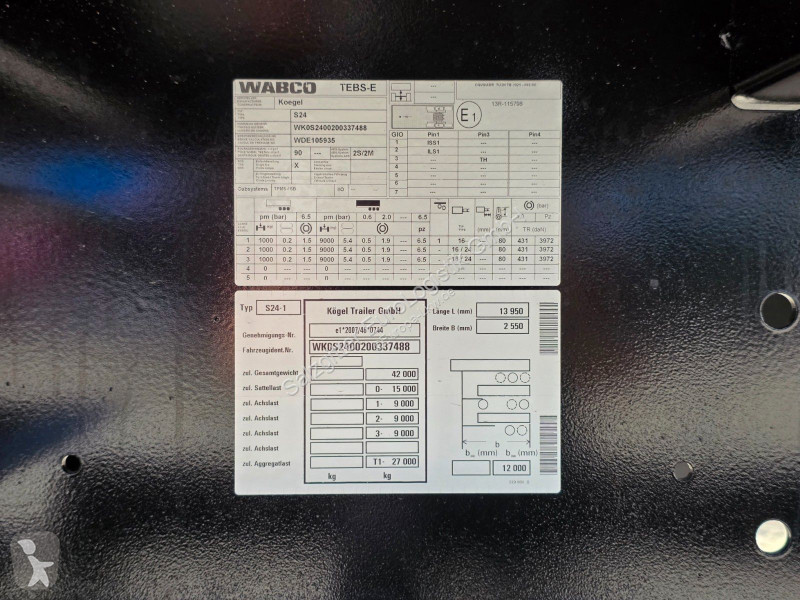 Semi remorque Kögel S24-1 | Neu | Liftachse