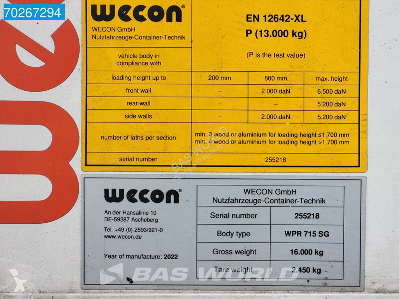 Oplegger Wecon WPR 715 SG 6X2 Durchladesysteem...