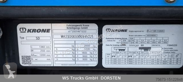 Sættevogn Krone SD 27 Planauflieger mit Edscha...