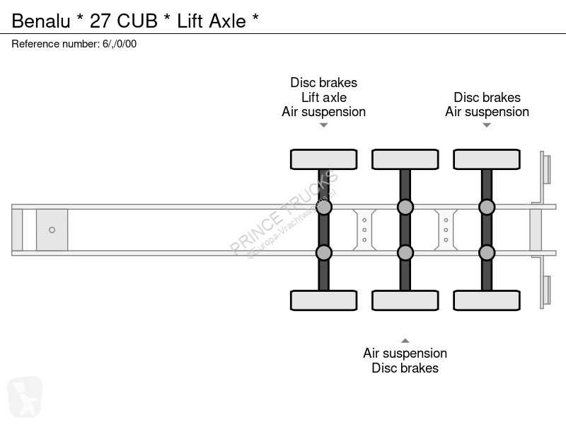 Semi reboque Benalu * 27 CUB * Lift Axle *