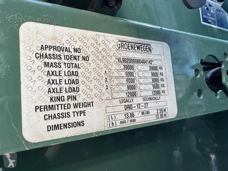 نصف مقطورة Groenewegen DRO-12-27 3 AXLE - BPW -...