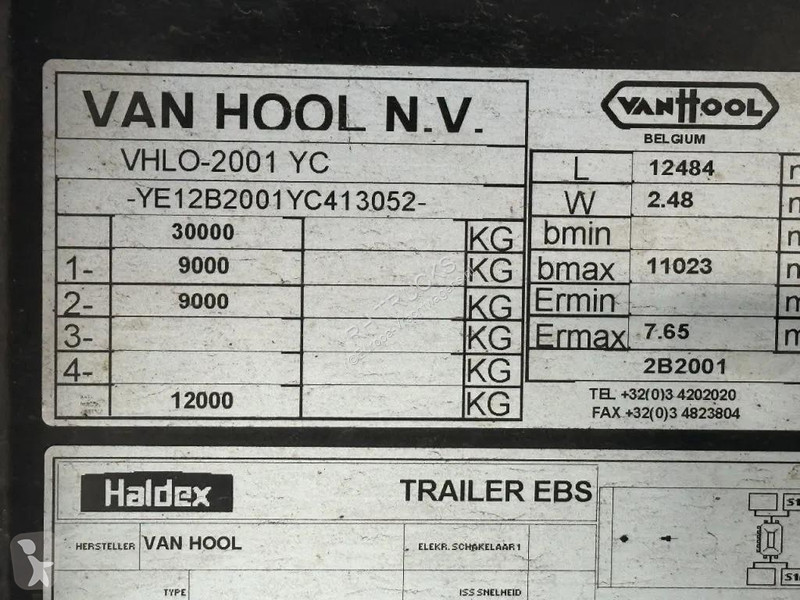نصف مقطورة Van Hool 2 AXLE - LAST AXLE STEERING...