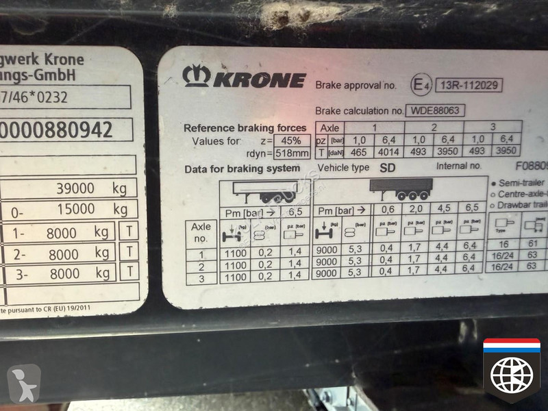 Semitrailer Krone N/A NEW TIRES - sunroof - MOT...