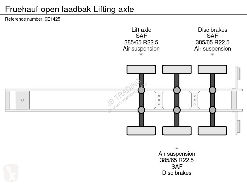 Fruehauf open laadbak Lifting axle semi-trailer