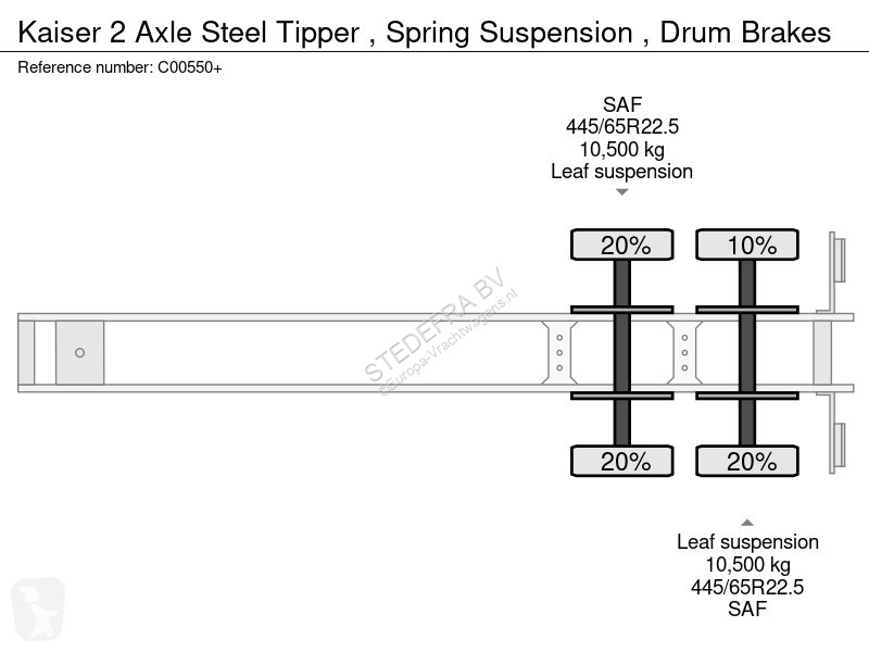 Sættevogn Kaiser 2 Axle Steel Tipper , Spring...
