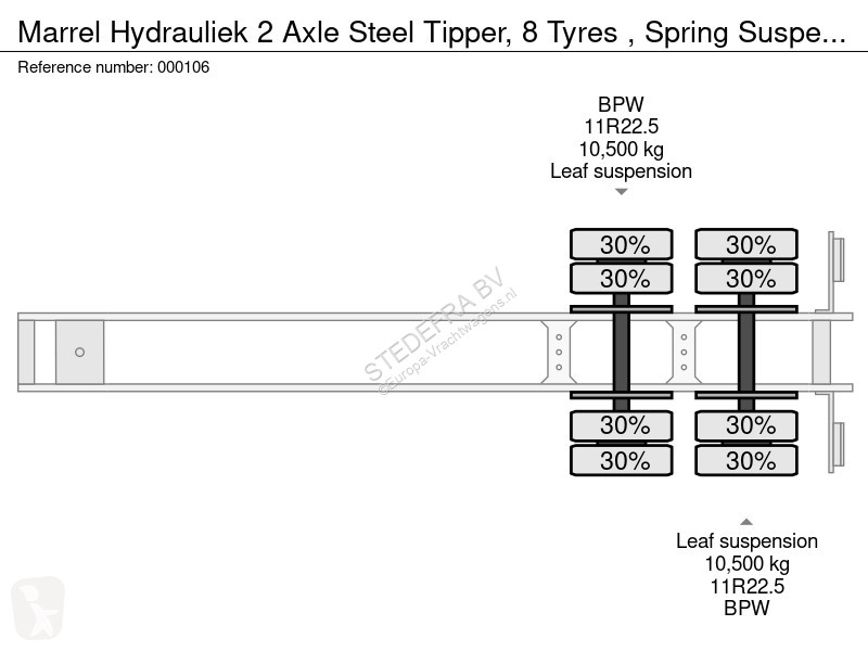 Semirimorchio  2 Axle Steel Tipper, 8 Tyres  ,...