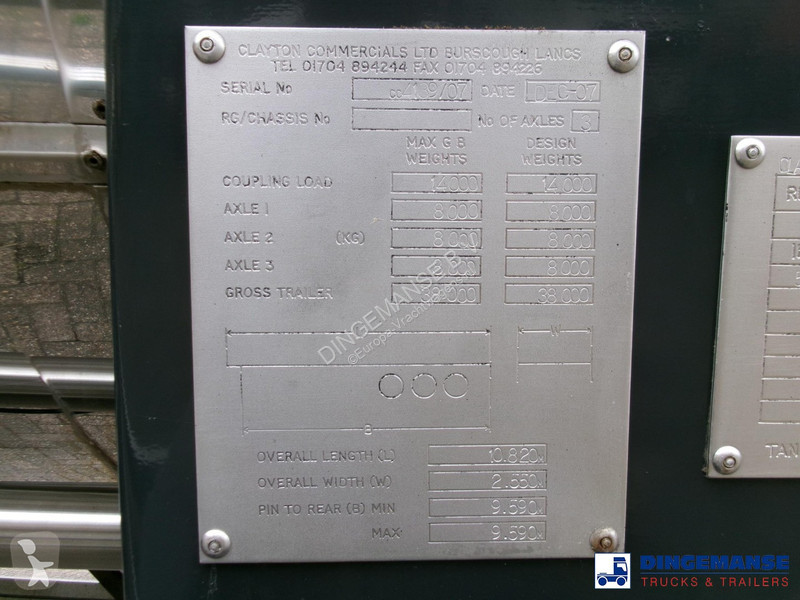 Semi reboque Clayton Food tank inox 30 m3 / 1 comp